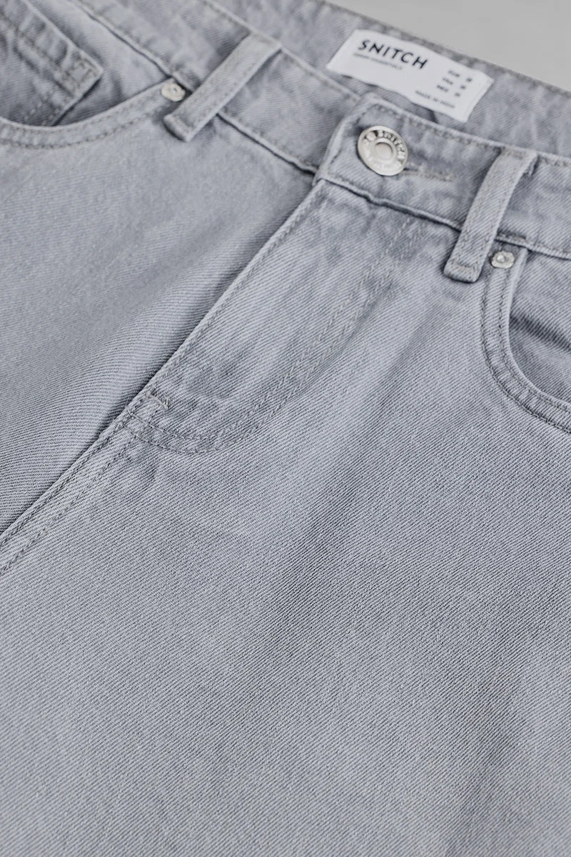 Snitch Grey Washed Straight Fit Jeans for Men | Best Price UAE